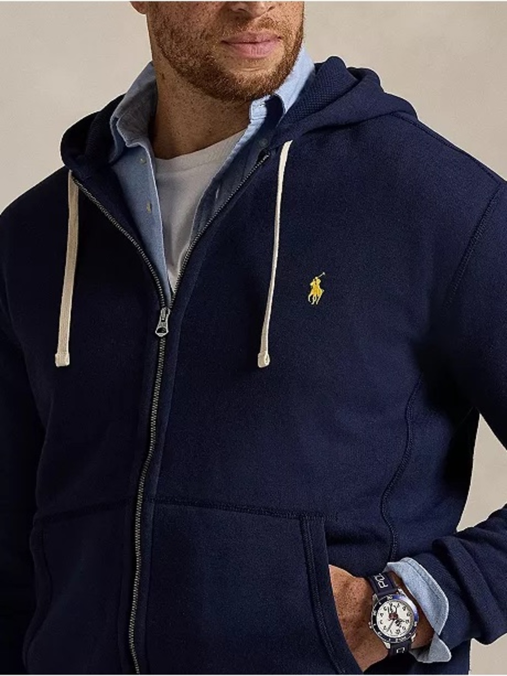 Polo by Ralph Lauren Navy Zip-Up Hooded Sweater